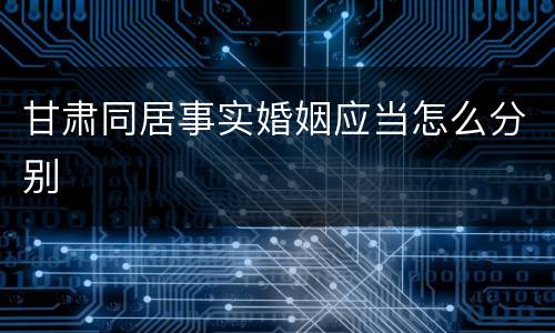 甘肃同居事实婚姻应当怎么分别