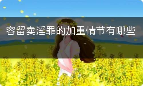 容留卖淫罪的加重情节有哪些