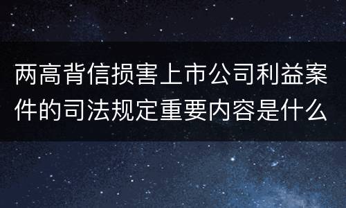 两高背信损害上市公司利益案件的司法规定重要内容是什么