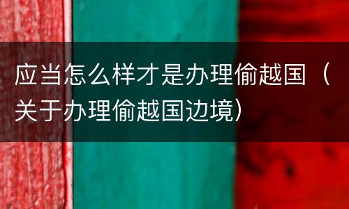 应当怎么样才是办理偷越国（关于办理偷越国边境）