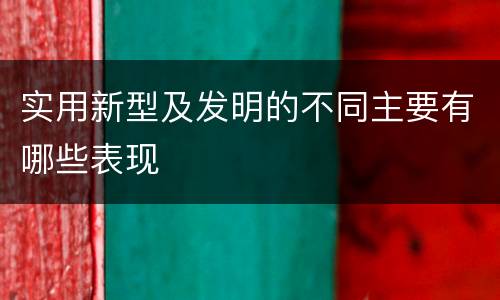 实用新型及发明的不同主要有哪些表现