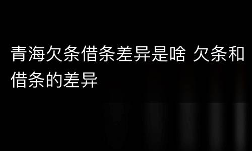 青海欠条借条差异是啥 欠条和借条的差异