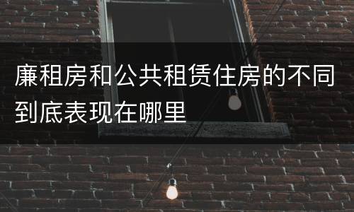 廉租房和公共租赁住房的不同到底表现在哪里