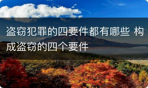 盗窃犯罪的四要件都有哪些 构成盗窃的四个要件