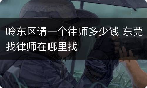 岭东区请一个律师多少钱 东莞找律师在哪里找