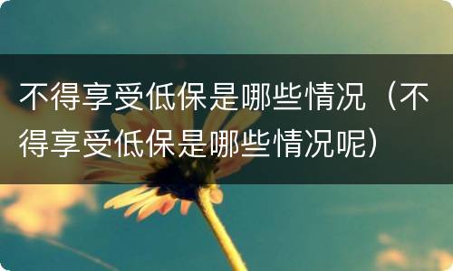 不得享受低保是哪些情况(不得享受低保是哪些情况呢)