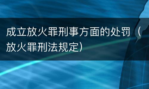 成立放火罪刑事方面的处罚（放火罪刑法规定）