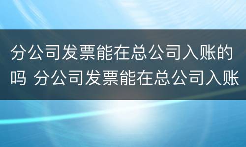 分公司发票能在总公司入账的吗 分公司发票能在总公司入账的吗