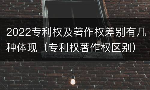 2022专利权及著作权差别有几种体现（专利权著作权区别）