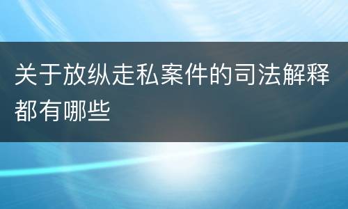 关于放纵走私案件的司法解释都有哪些