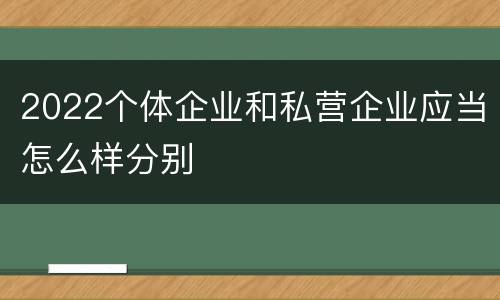 2022个体企业和私营企业应当怎么样分别