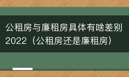 公租房与廉租房具体有啥差别2022（公租房还是廉租房）
