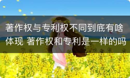 著作权与专利权不同到底有啥体现 著作权和专利是一样的吗