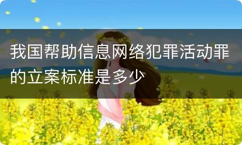 我国帮助信息网络犯罪活动罪的立案标准是多少