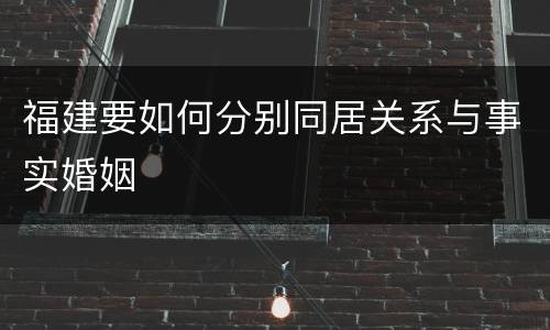 福建要如何分别同居关系与事实婚姻