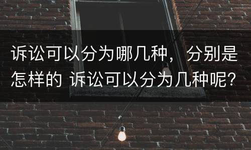 诉讼可以分为哪几种，分别是怎样的 诉讼可以分为几种呢?