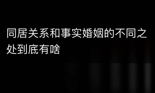 同居关系和事实婚姻的不同之处到底有啥