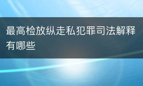 最高检放纵走私犯罪司法解释有哪些