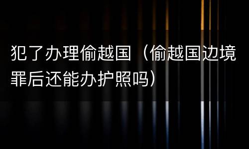 犯了办理偷越国（偷越国边境罪后还能办护照吗）
