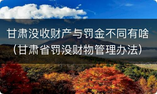 甘肃没收财产与罚金不同有啥（甘肃省罚没财物管理办法）