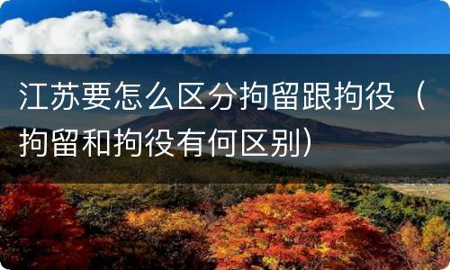 江苏要怎么区分拘留跟拘役（拘留和拘役有何区别）
