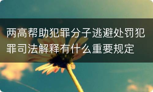 两高帮助犯罪分子逃避处罚犯罪司法解释有什么重要规定
