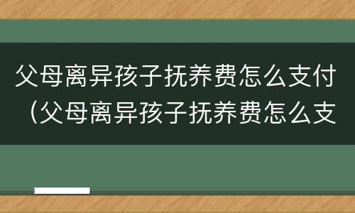 父母离异孩子抚养费怎么支付（父母离异孩子抚养费怎么支付的）
