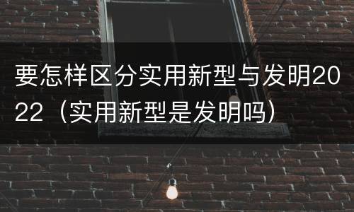 要怎样区分实用新型与发明2022（实用新型是发明吗）