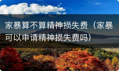 家暴算不算精神损失费（家暴可以申请精神损失费吗）