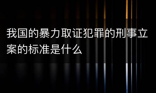我国的暴力取证犯罪的刑事立案的标准是什么
