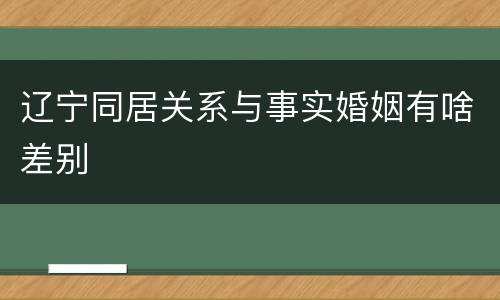 辽宁同居关系与事实婚姻有啥差别