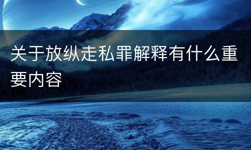 关于放纵走私罪解释有什么重要内容