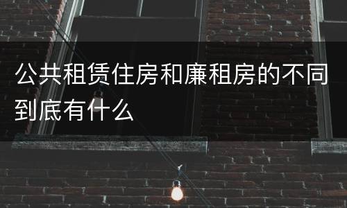 公共租赁住房和廉租房的不同到底有什么