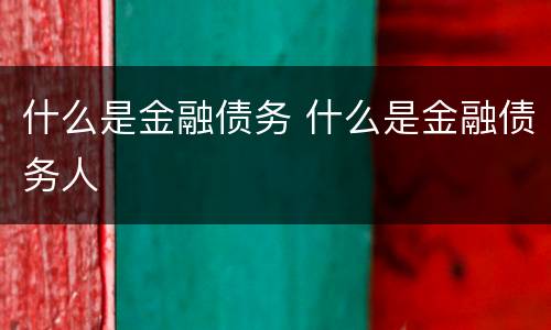 什么是金融债务 什么是金融债务人