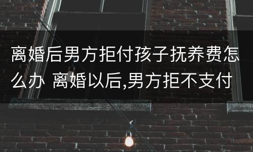 离婚后男方拒付孩子抚养费怎么办 离婚以后,男方拒不支付抚养费怎么办