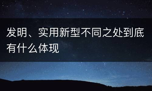 发明、实用新型不同之处到底有什么体现