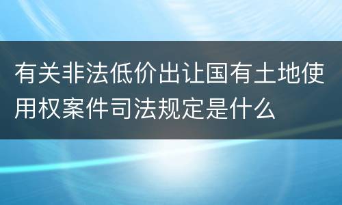 有关非法低价出让国有土地使用权案件司法规定是什么