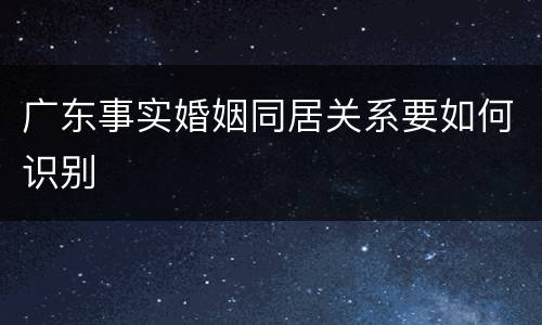 广东事实婚姻同居关系要如何识别