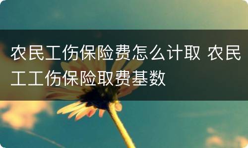农民工伤保险费怎么计取 农民工工伤保险取费基数