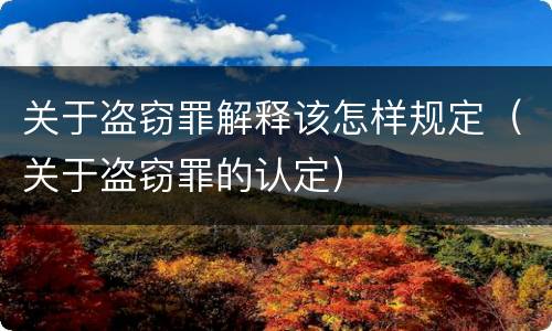 关于盗窃罪解释该怎样规定（关于盗窃罪的认定）