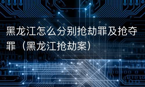 黑龙江怎么分别抢劫罪及抢夺罪（黑龙江抢劫案）