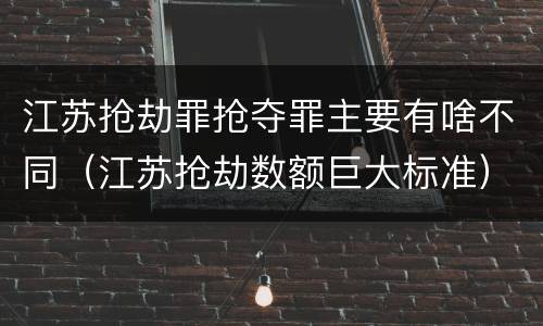 江苏抢劫罪抢夺罪主要有啥不同（江苏抢劫数额巨大标准）