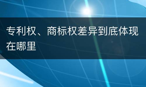 专利权、商标权差异到底体现在哪里