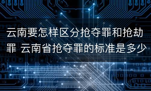 云南要怎样区分抢夺罪和抢劫罪 云南省抢夺罪的标准是多少?