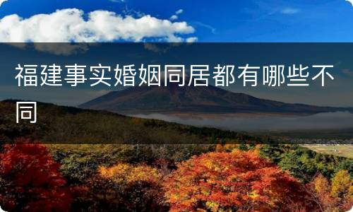 福建事实婚姻同居都有哪些不同