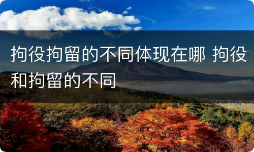拘役拘留的不同体现在哪 拘役和拘留的不同