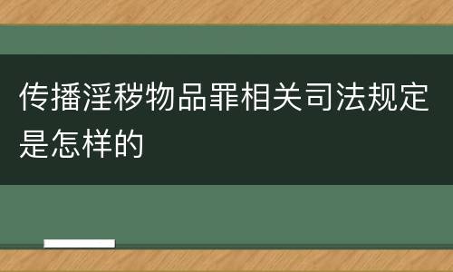 传播淫秽物品罪相关司法规定是怎样的