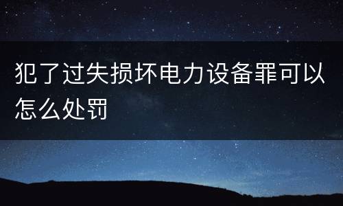 犯了过失损坏电力设备罪可以怎么处罚