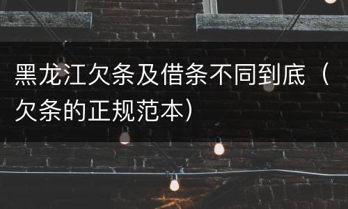 黑龙江欠条及借条不同到底（欠条的正规范本）