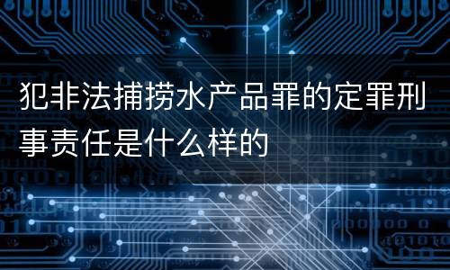 犯非法捕捞水产品罪的定罪刑事责任是什么样的